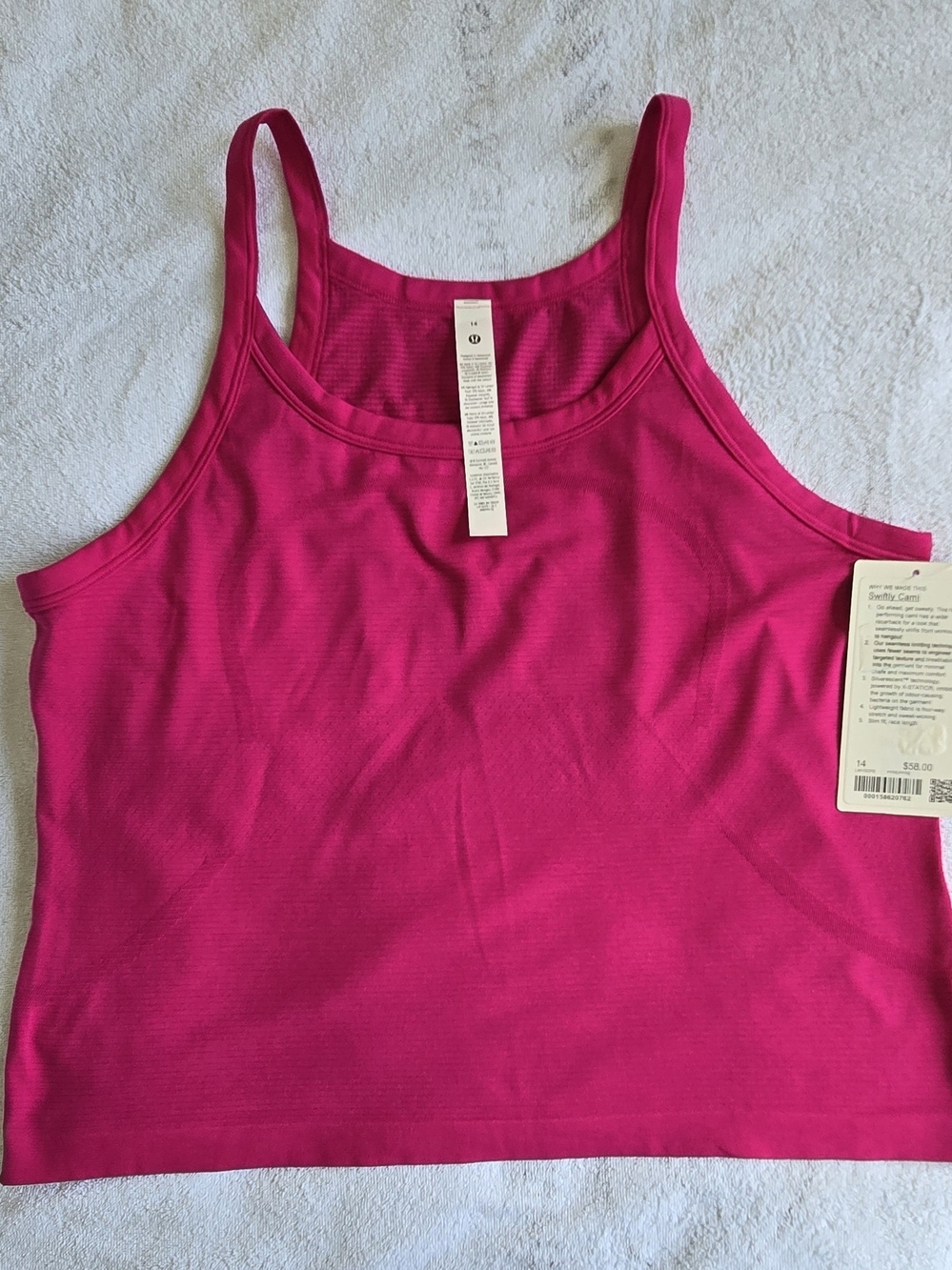 NWT Lululemon Swiftly Cami Tank Top Pink Flare Size 14